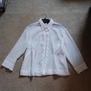 White sheer blouse 3/4 sleeve